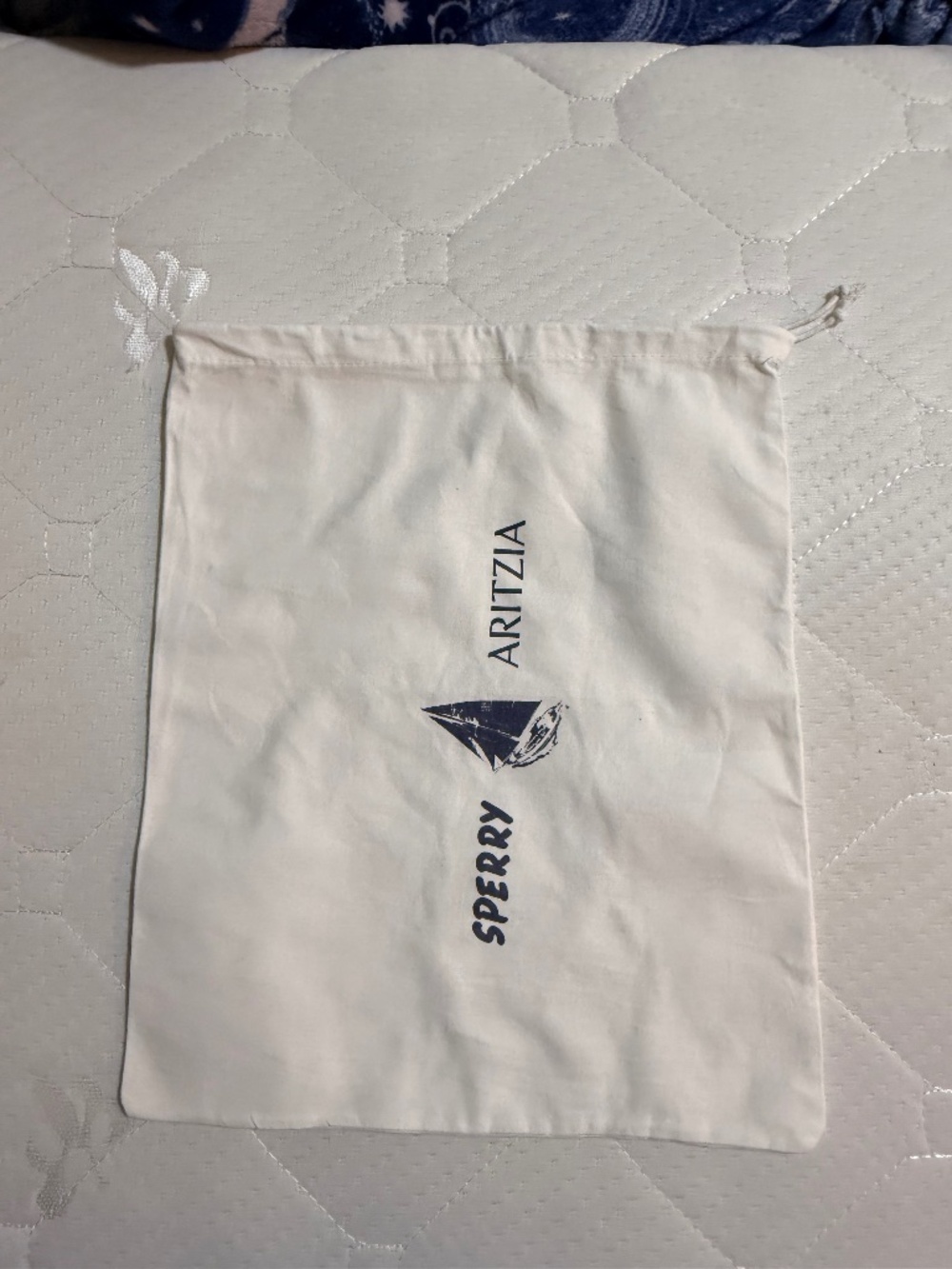 Sperry Aritzia White Cotton Drawstring Shoe Dust Bag 11 x 14 Inches